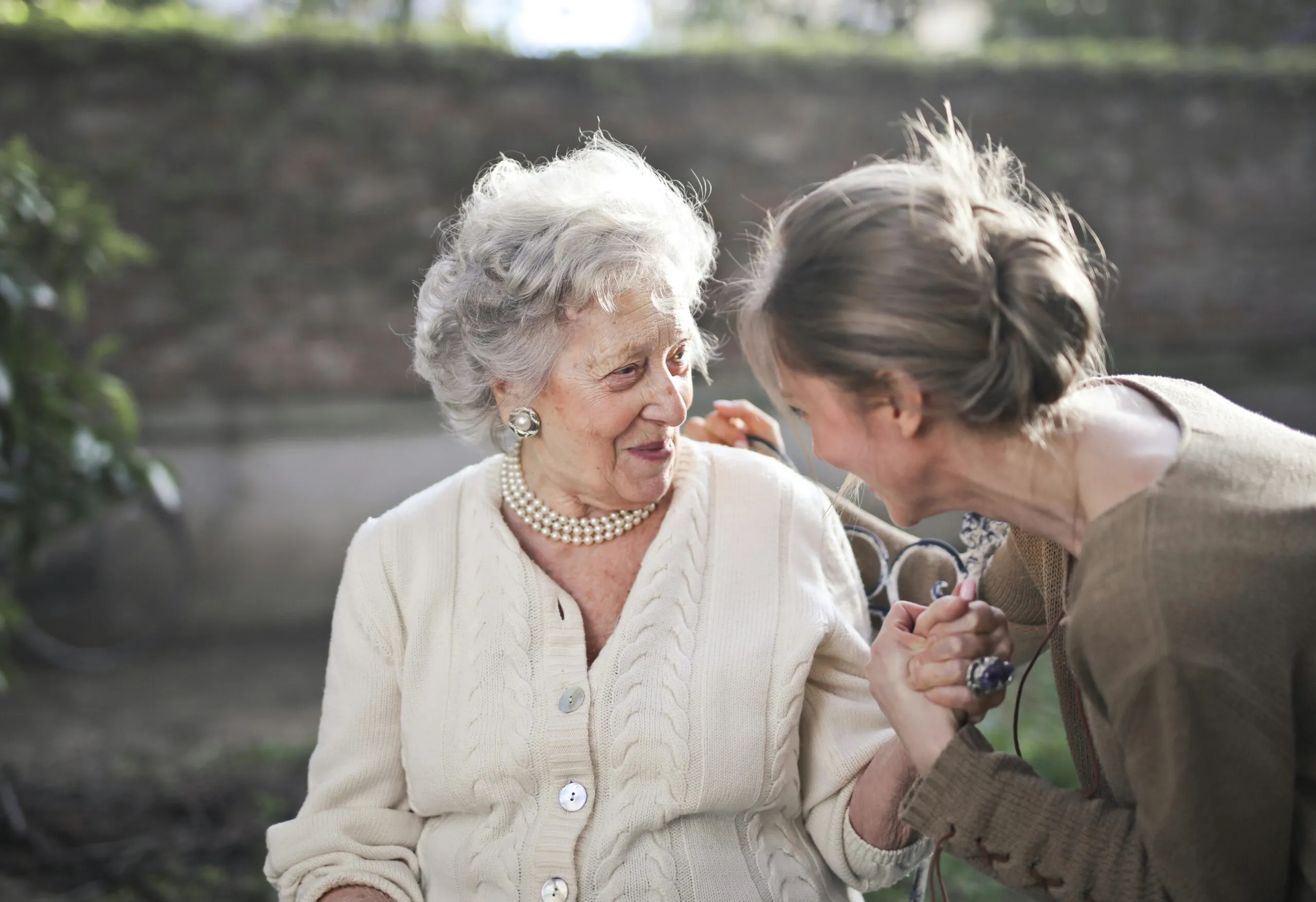 Two generations discussing future plans